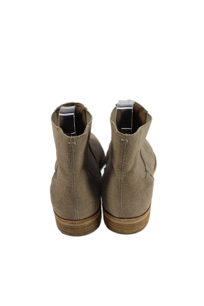 Dolce Vita Womens Suede Stretch Inset Pull On Ankle Boots Beige Size 8.5
