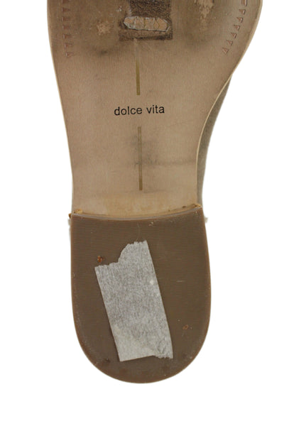 Dolce Vita Womens Suede Stretch Inset Pull On Ankle Boots Beige Size 8.5