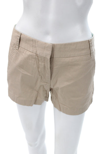 J Crew Women Chino Shorts Beige 100% Cotton Button Closure Size 2