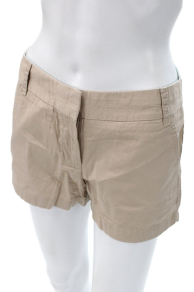 J Crew Women Chino Shorts Beige 100% Cotton Button Closure Size 2