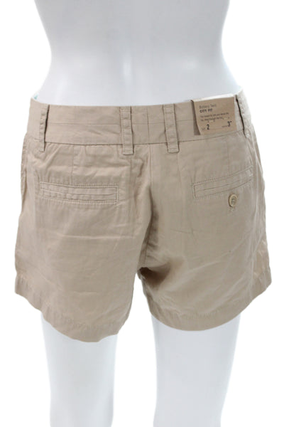 J Crew Women Chino Shorts Beige 100% Cotton Button Closure Size 2
