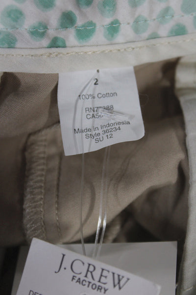 J Crew Women Chino Shorts Beige 100% Cotton Button Closure Size 2