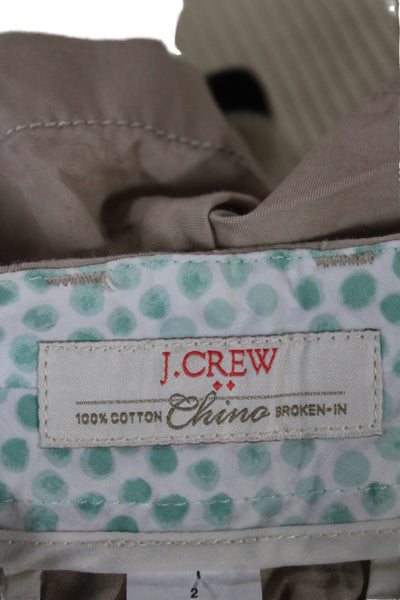 J Crew Women Chino Shorts Beige 100% Cotton Button Closure Size 2