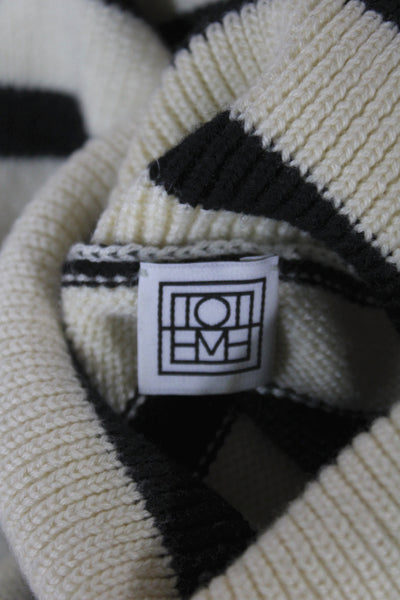 Toteme Women Pullover Sweater Turtleneck Striped Black Wool Size M
