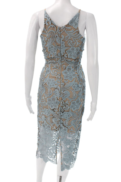 Dress the Population Women Sheath Dress Blue Floral V-Neck Size XS
