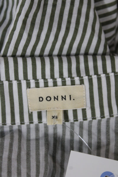 Donni Womens Shirt Dress Green Striped Cotton Long Sleeve Midi Button Size XS