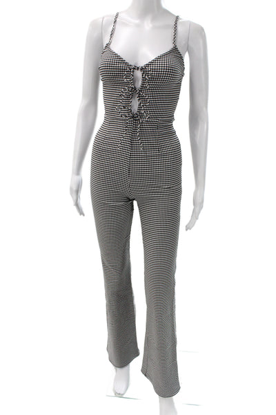 Lovers + Friends Womens Jumpsuit Black Gingham Sweetheart Size 2XS