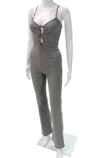 Lovers + Friends Womens Jumpsuit Black Gingham Sweetheart Size 2XS