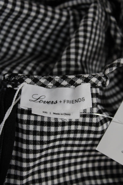 Lovers + Friends Womens Jumpsuit Black Gingham Sweetheart Size 2XS