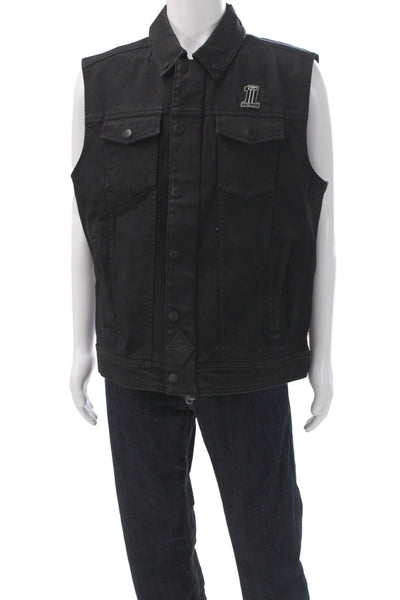 Harley Davidson Mens Motorcycle Jacket Vest Black Button Solid Fall Size XL