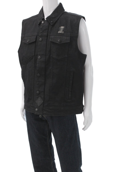 Harley Davidson Mens Motorcycle Jacket Vest Black Button Solid Fall Size XL