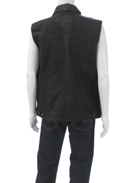 Harley Davidson Mens Motorcycle Jacket Vest Black Button Solid Fall Size XL