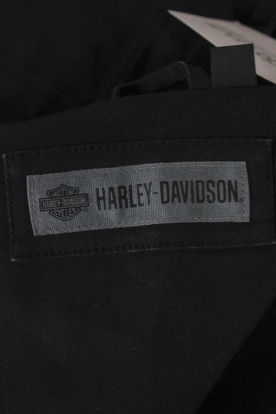 Harley Davidson Mens Motorcycle Jacket Vest Black Button Solid Fall Size XL