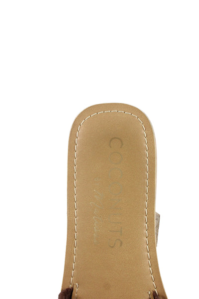 Coconuts by Matisse Womens Leather Slide Sandals Brown Size 6