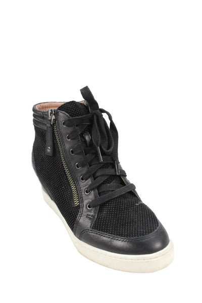 Linea Paolo Womens High-Top Lace-Up Zippered Sneakers Black Size 6