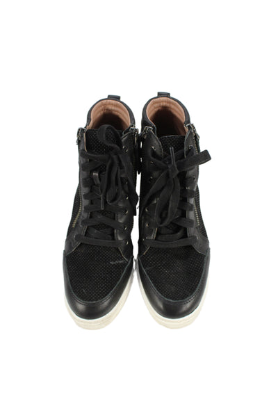 Linea Paolo Womens High-Top Lace-Up Zippered Sneakers Black Size 6