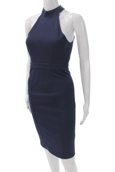 ZAC Zac Posen Women Sheath Halter Cocktail Knee Length Blue Dress Size 2