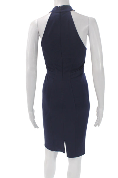 ZAC Zac Posen Women Sheath Halter Cocktail Knee Length Blue Dress Size 2