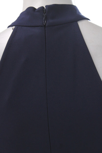 ZAC Zac Posen Women Sheath Halter Cocktail Knee Length Blue Dress Size 2