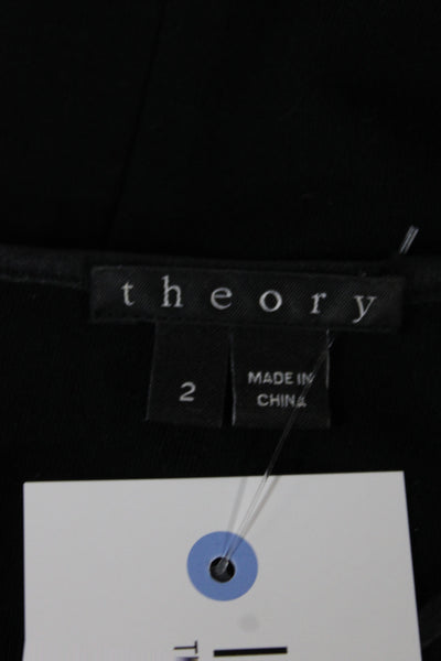 Theory Women Sheath Black Scoop Neck Short Sleeve Knee-Length Dress Size 2