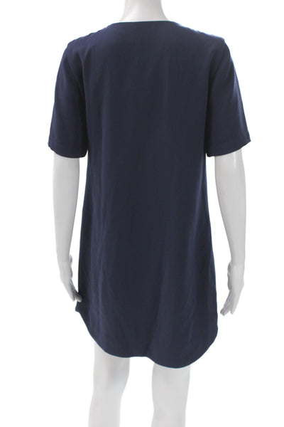 Club Monaco Womens Shift Short Sleeve Lace Up Blue Dress Size 0