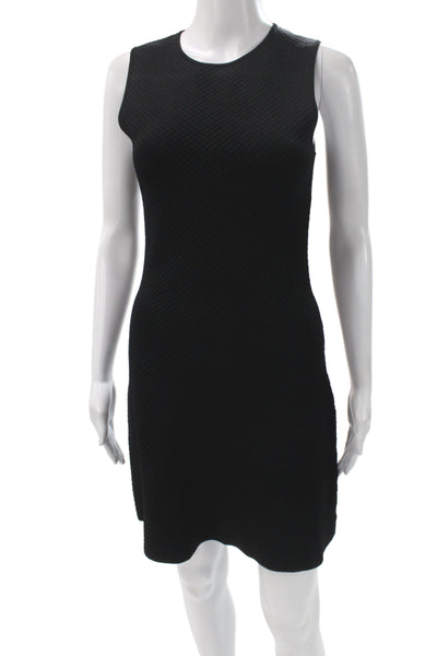 Theory Womens Sheath Dress Black Sleeveless Crew Neck Short Size PP