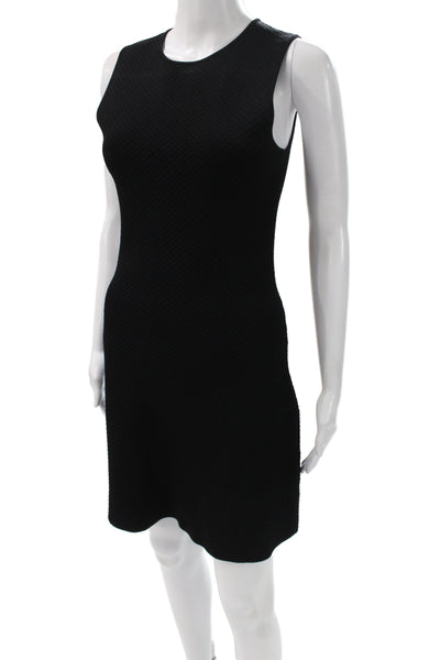 Theory Womens Sheath Dress Black Sleeveless Crew Neck Short Size PP