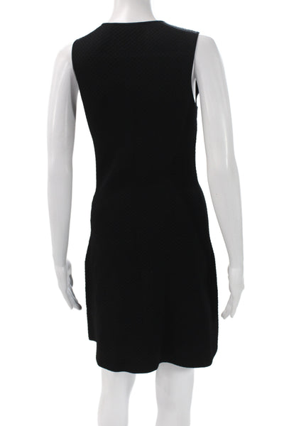 Theory Womens Sheath Dress Black Sleeveless Crew Neck Short Size PP