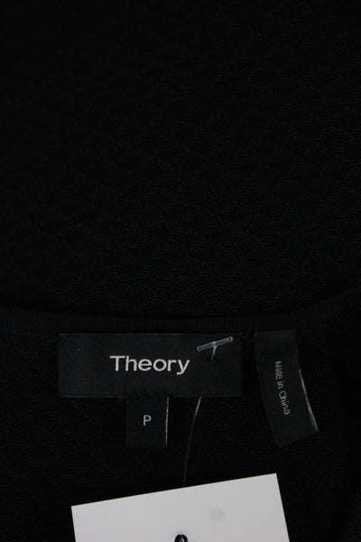 Theory Womens Sheath Dress Black Sleeveless Crew Neck Short Size PP