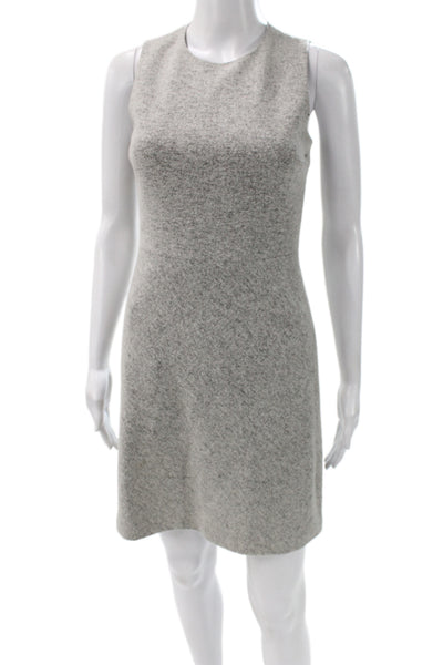 Theory Womens Sheath Dress Gray Felt Knit Sleeveless Zip Short Size 0