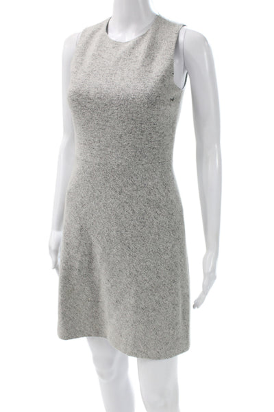 Theory Womens Sheath Dress Gray Felt Knit Sleeveless Zip Short Size 0