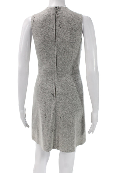 Theory Womens Sheath Dress Gray Felt Knit Sleeveless Zip Short Size 0