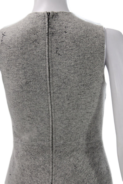 Theory Womens Sheath Dress Gray Felt Knit Sleeveless Zip Short Size 0