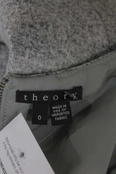 Theory Womens Sheath Dress Gray Felt Knit Sleeveless Zip Short Size 0