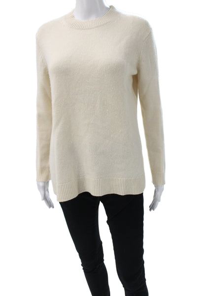 Theory Women Cashmere Pullover Sweater Ivory Crew Neck Long Sleeve Size PP