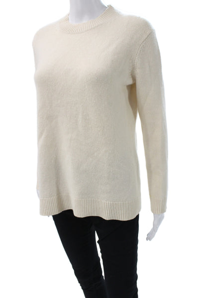 Theory Women Cashmere Pullover Sweater Ivory Crew Neck Long Sleeve Size PP