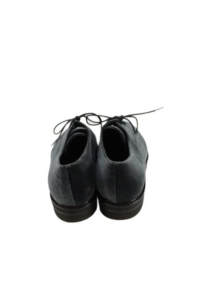 Stuart Weitzman Women's Suede Lace-Up Flat Oxford Shoes Black Size 7