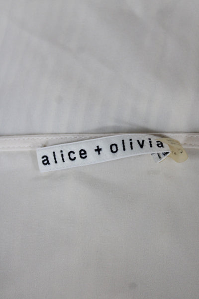 Alice + Olivia Women Ivory Long Sleeve Round Neck Button Basic Blouse Size S