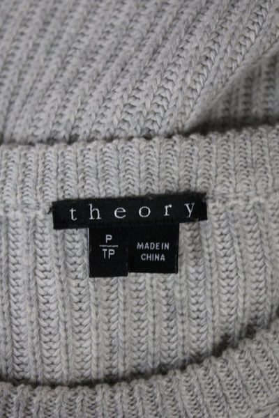Theory Womens Pullover Sweater Gray Cashcotton Crew Neck Long Sleeve Size PP