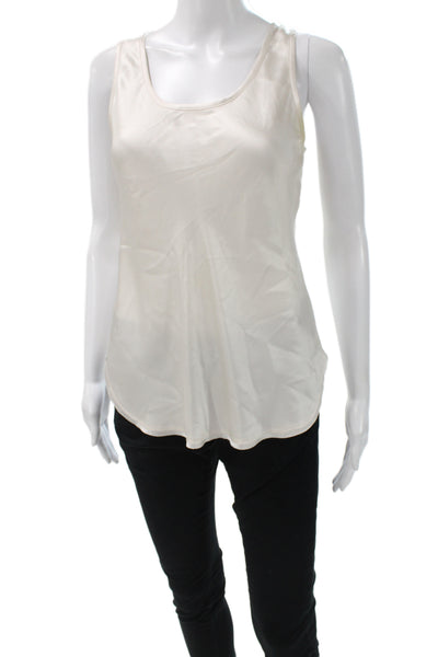 Vince Women Camisole Scoop Neck Ivory 100% Silk Sleeveless Size XS