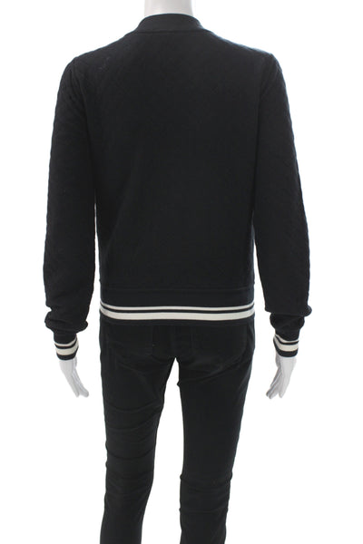 Club Monaco Womens Bomber Jacket Black Cotton Argyle Varsity Snap Size XS
