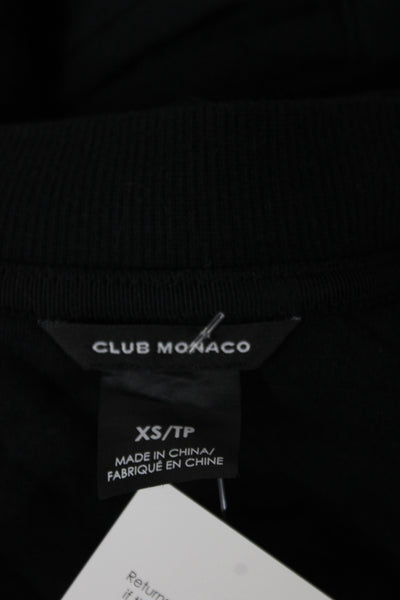 Club Monaco Womens Bomber Jacket Black Cotton Argyle Varsity Snap Size XS