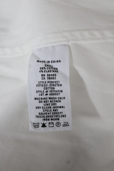 Theory Womens White Cotton Collared Long Sleeve Basic Button-Up Top Size S
