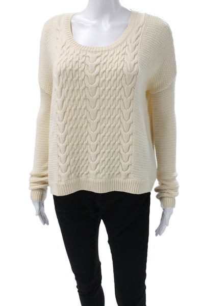 Alice + Olivia Women Scoop Neck Pullover Sweater Ivory Knit Long Sleeve Size XS