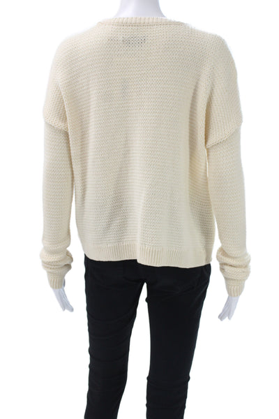 Alice + Olivia Women Scoop Neck Pullover Sweater Ivory Knit Long Sleeve Size XS