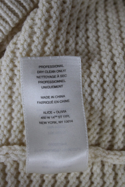 Alice + Olivia Women Scoop Neck Pullover Sweater Ivory Knit Long Sleeve Size XS