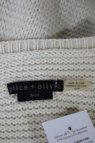 Alice + Olivia Women Scoop Neck Pullover Sweater Ivory Knit Long Sleeve Size XS