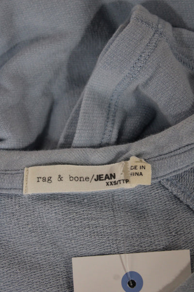 Rag & Bone Jean Womens Blue Cotton Crew Neck Basic T-Shirt 3/4 Sleeve Size 2XS