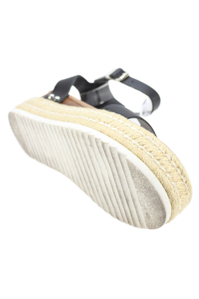 Steve Madden Womens Leather Chaser Espadrille Sandals Black Size 6 Medium