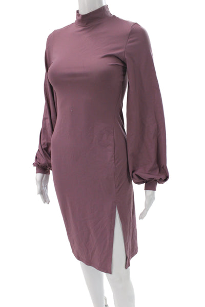 Club Monaco Womens Bodycon Purple Mock Neck Long Sleeve Mid Calf Dress Size XS